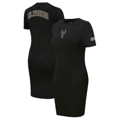 bucks jersey dress Pro Standard Women's Milwaukee Black Hooded Elara Midi Dress