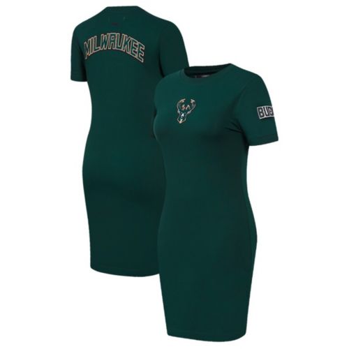 bucks jersey dress Pro Standard Women's Milwaukee Taupe Neutral Leggings Elara Midi Dress