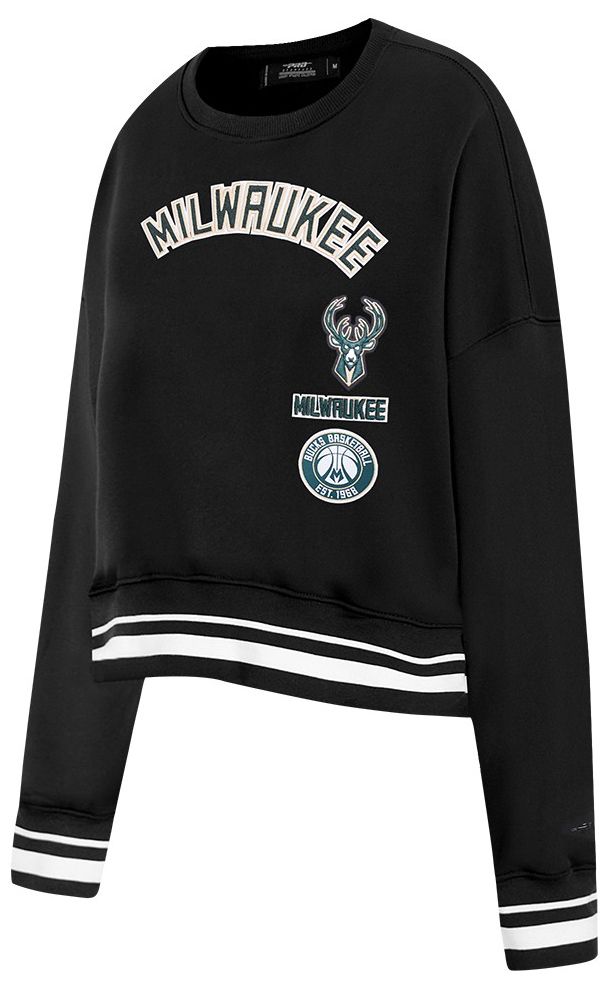 Pro Standard Women's Milwaukee Bucks Black Retro Classic Fleece Crewneck Sweatshirt product image