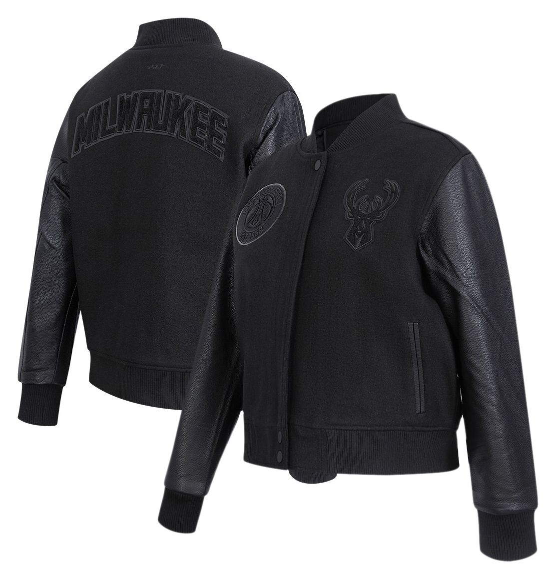 Pro Standard Women's Milwaukee Bucks Black Classic Wool Varsity Jacket product image