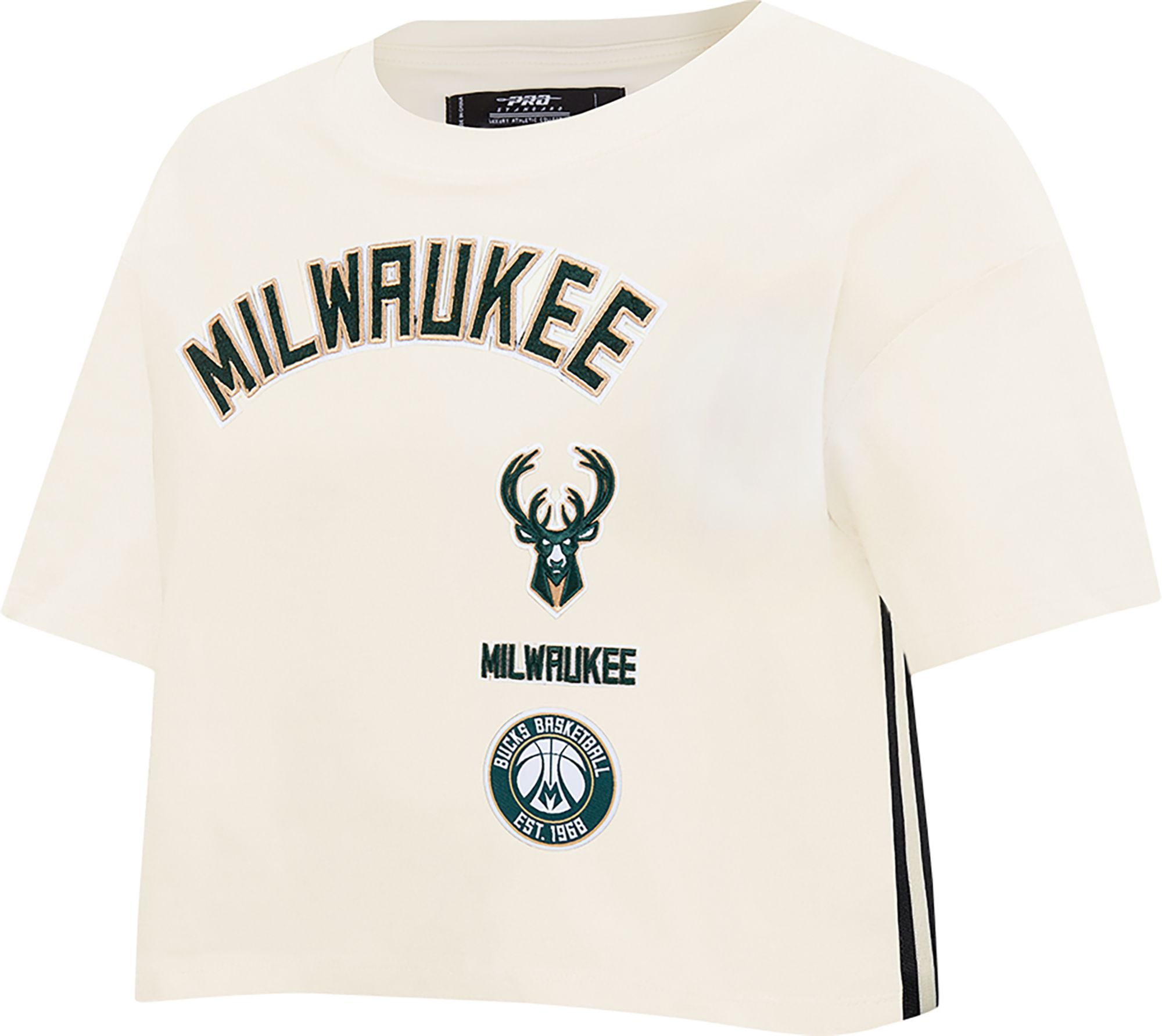 Pro Standard Women's Milwaukee Bucks Off White Retro Classic Boxy T-Shirt product image