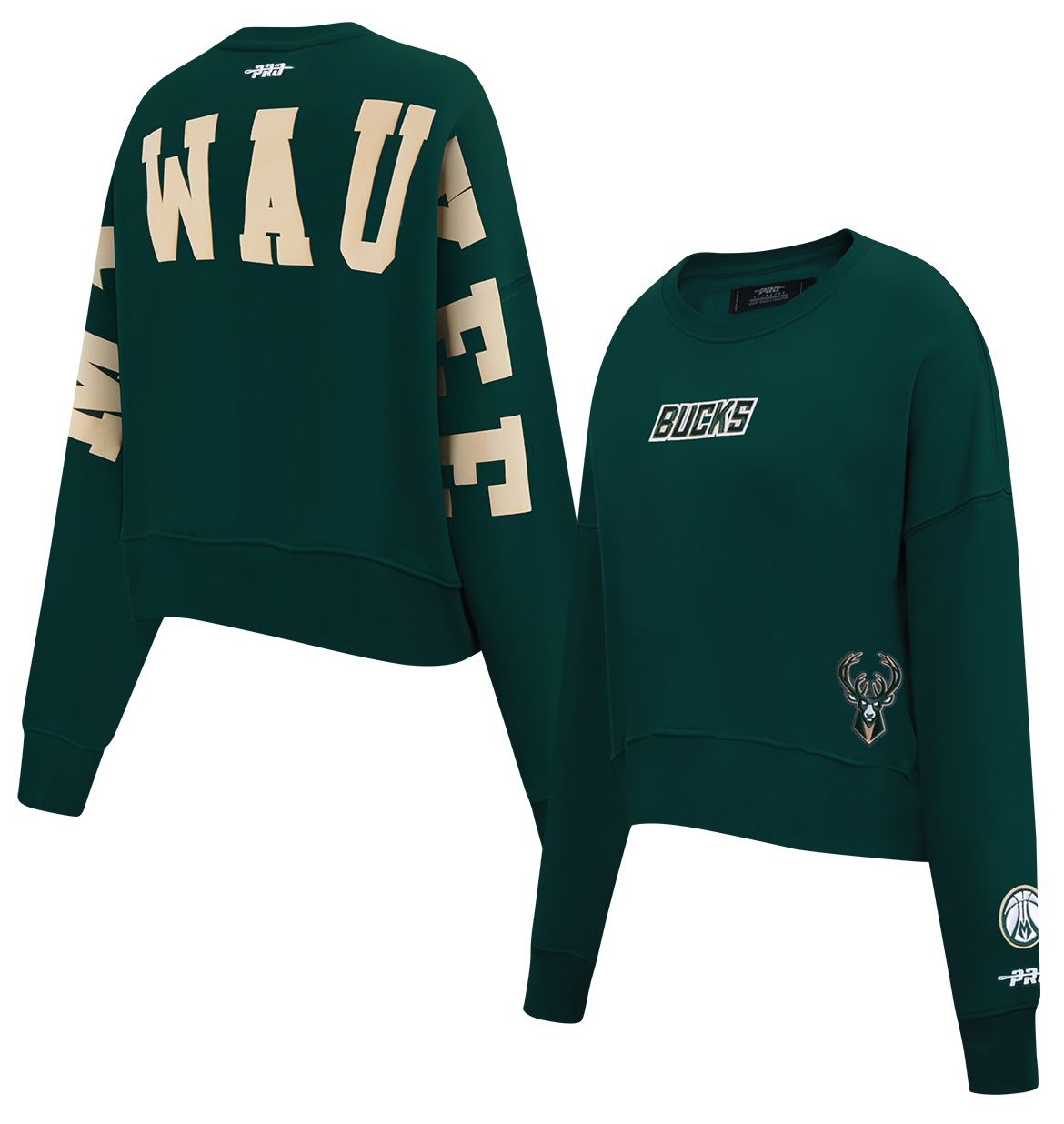 Pro Standard Women's Milwaukee Bucks Green Wingspan Fleece Crewneck Sweatshirt product image