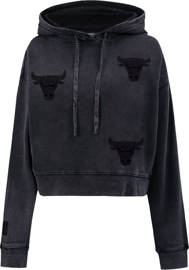 Pro Standard Women's Chicago Bulls Black Crystalline Cropped Pullover Hoodie product image