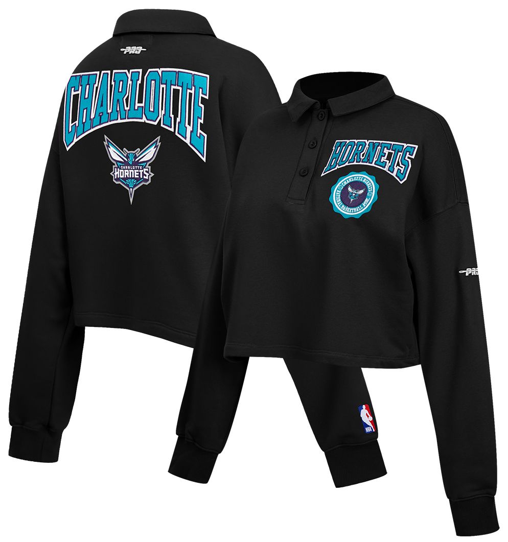 Pro Standard Women's Charlotte Hornets Black Crest Emblem Long Sleeve Polo product image