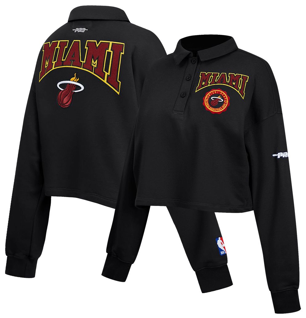 Pro Standard Women's Miami Heat Black Crest Emblem Long Sleeve Polo product image