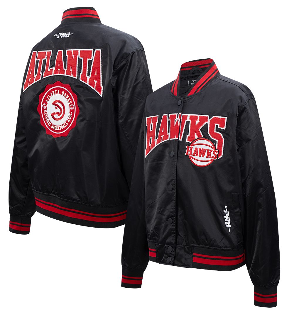 Pro Standard Women's Atlanta Hawks Black Crest Emblem Full-Zip Satin Jacket product image