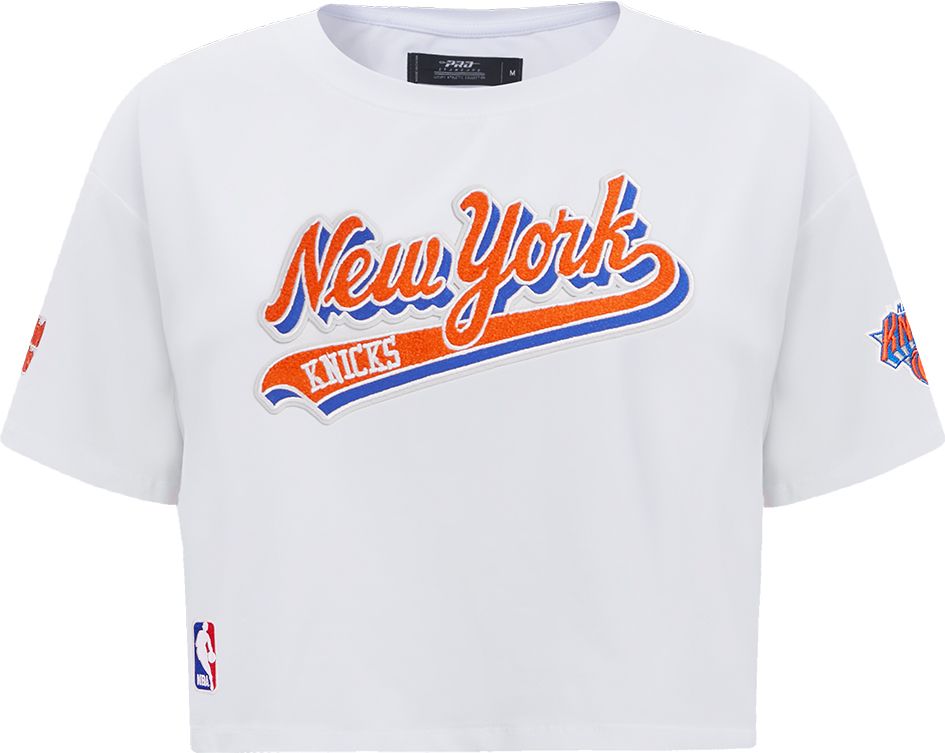 Pro Standard Women's New York Knicks White Script Tail Boxy T-Shirt product image