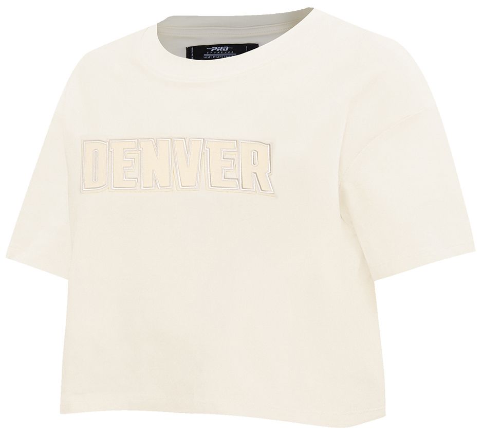 Pro Standard Women's Denver Nuggets Off-White Neutral Boxy Cropped T-Shirt product image