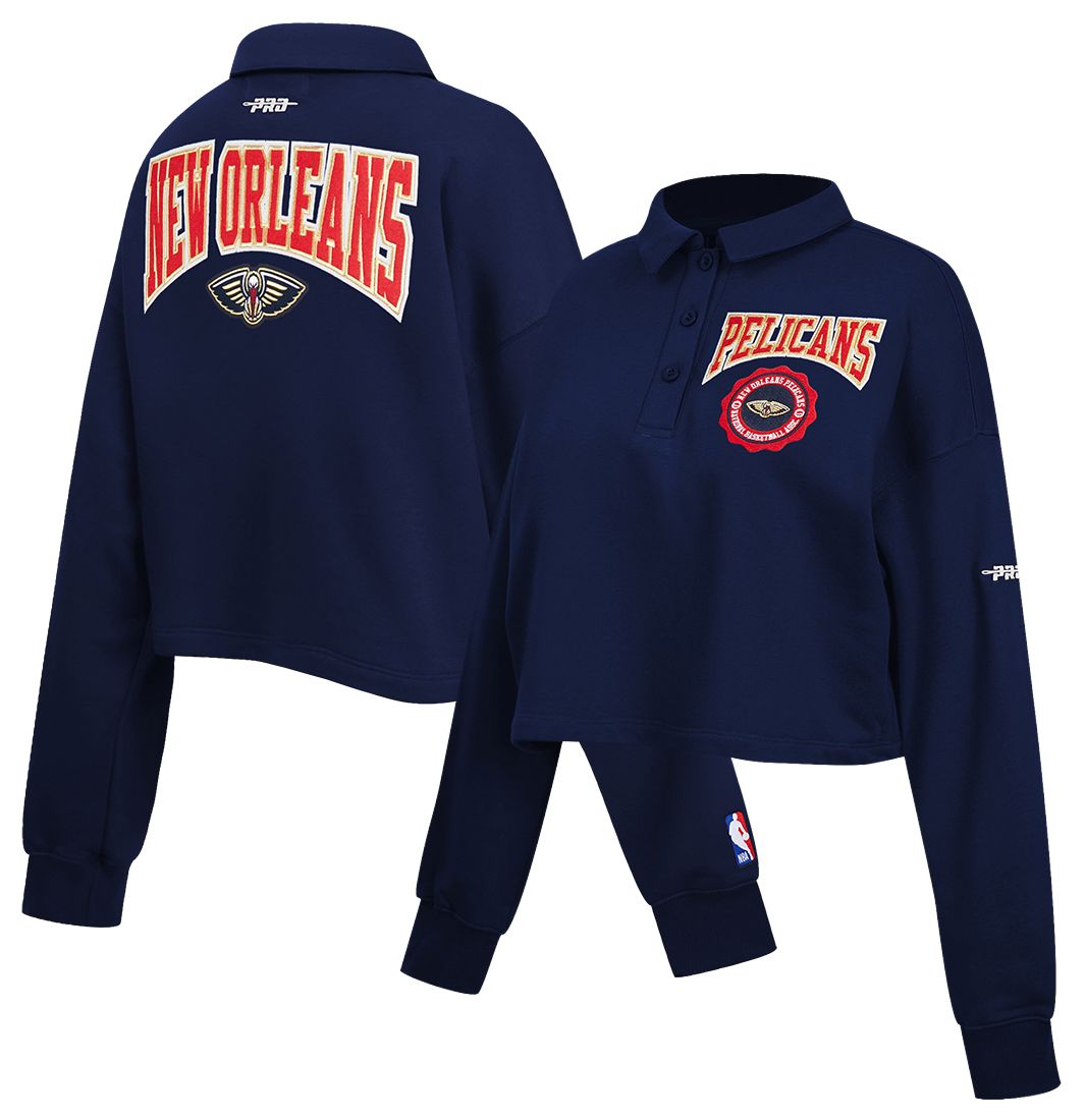 Pro Standard Women's New Orleans Pelicans Navy Crest Emblem Long Sleeve Polo product image