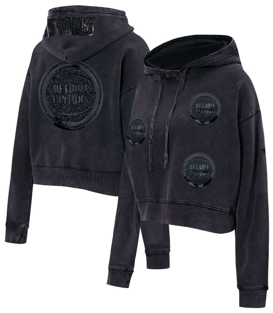Pro Standard Women's Detroit Pistons Black Crystalline Cropped Pullover Hoodie product image