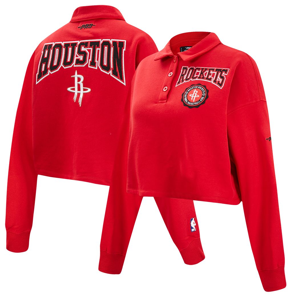 Pro Standard Women's Houston Rockets Red Crest Emblem Long Sleeve Polo product image