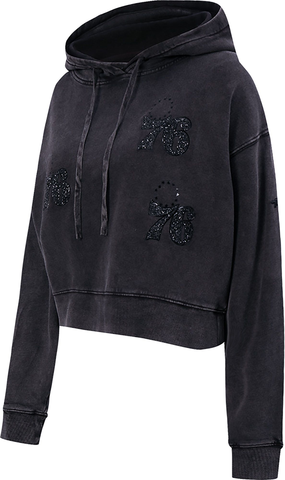 Pro Standard Women's Philadelphia 76ers Black Crystalline Cropped Pullover Hoodie product image