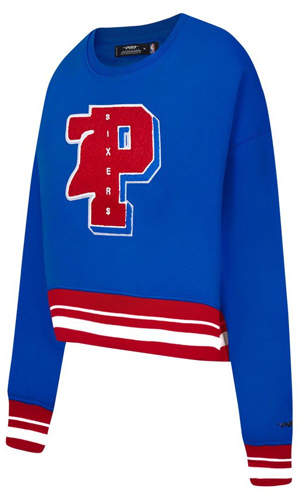 Pro Standard Women's Philadelphia 76ers Blue Mash Up Rib Fleece Crewneck Sweatshirt product image