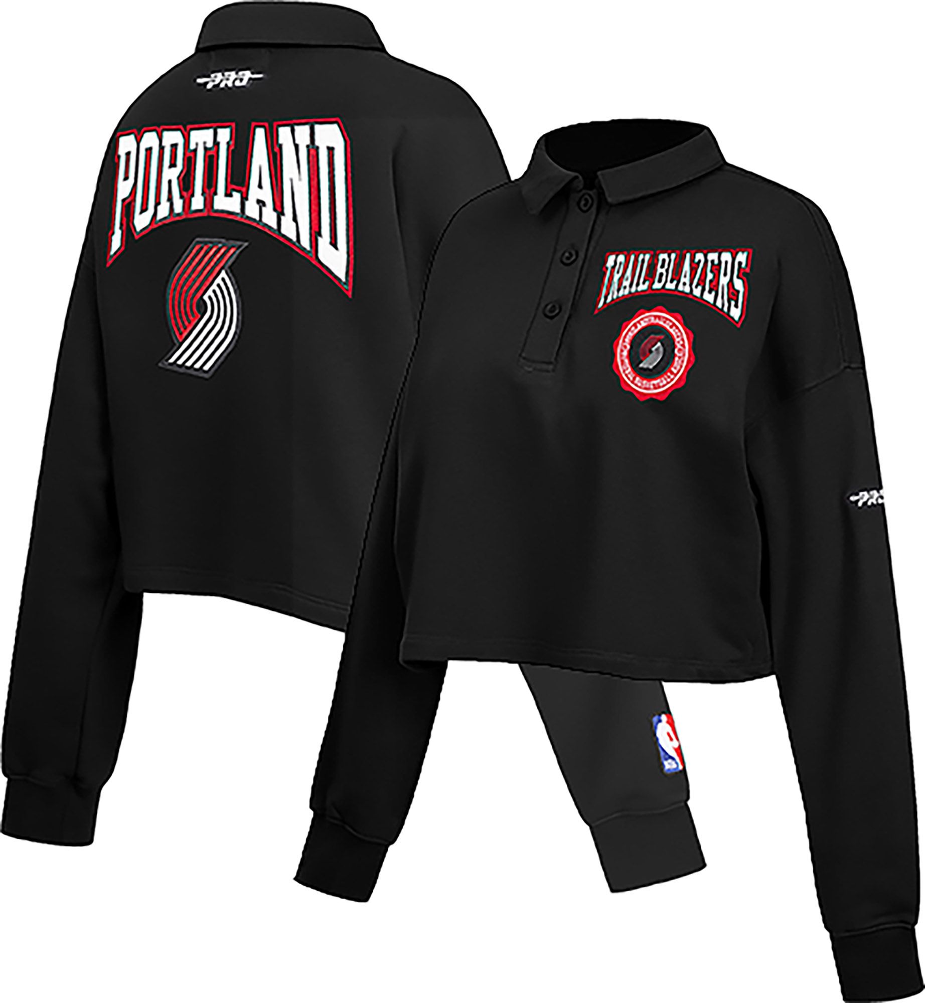 Pro Standard Women's Portland Trail Blazers Black Crest Emblem Long Sleeve Polo product image