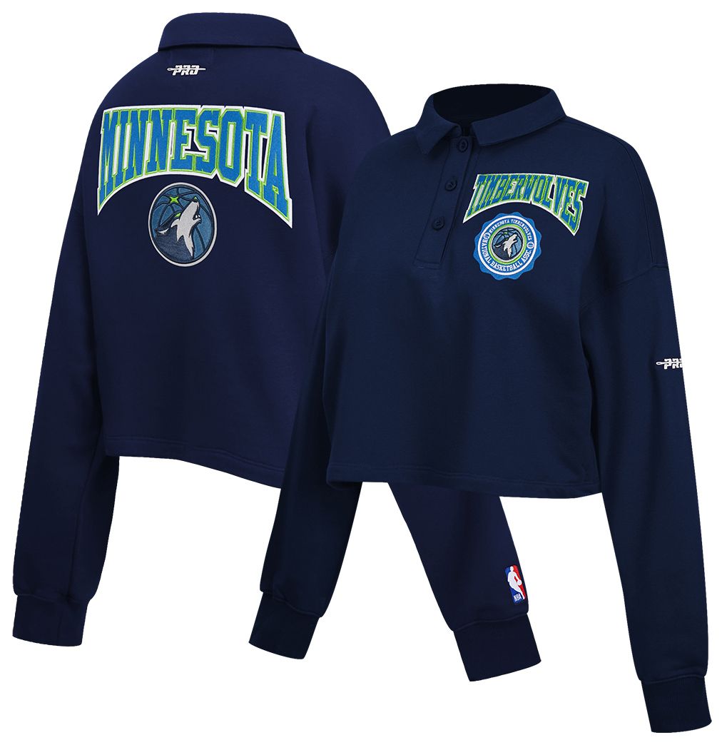 Pro Standard Women's Minnesota Timberwolves Navy Crest Emblem Long Sleeve Polo product image