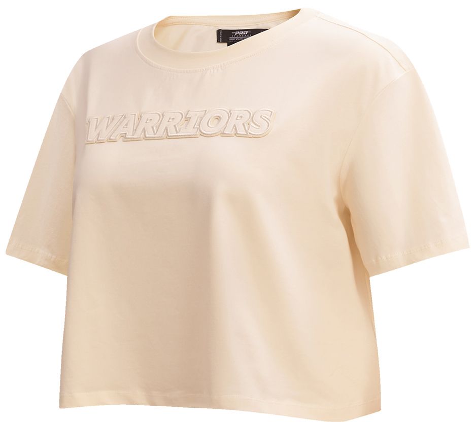 Pro Standard Women's Golden State Warriors Off-White Neutral Boxy Cropped T-Shirt product image