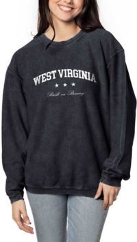 chicka-d Women's West Virginia Mountaineers Black Corded Crewneck ...