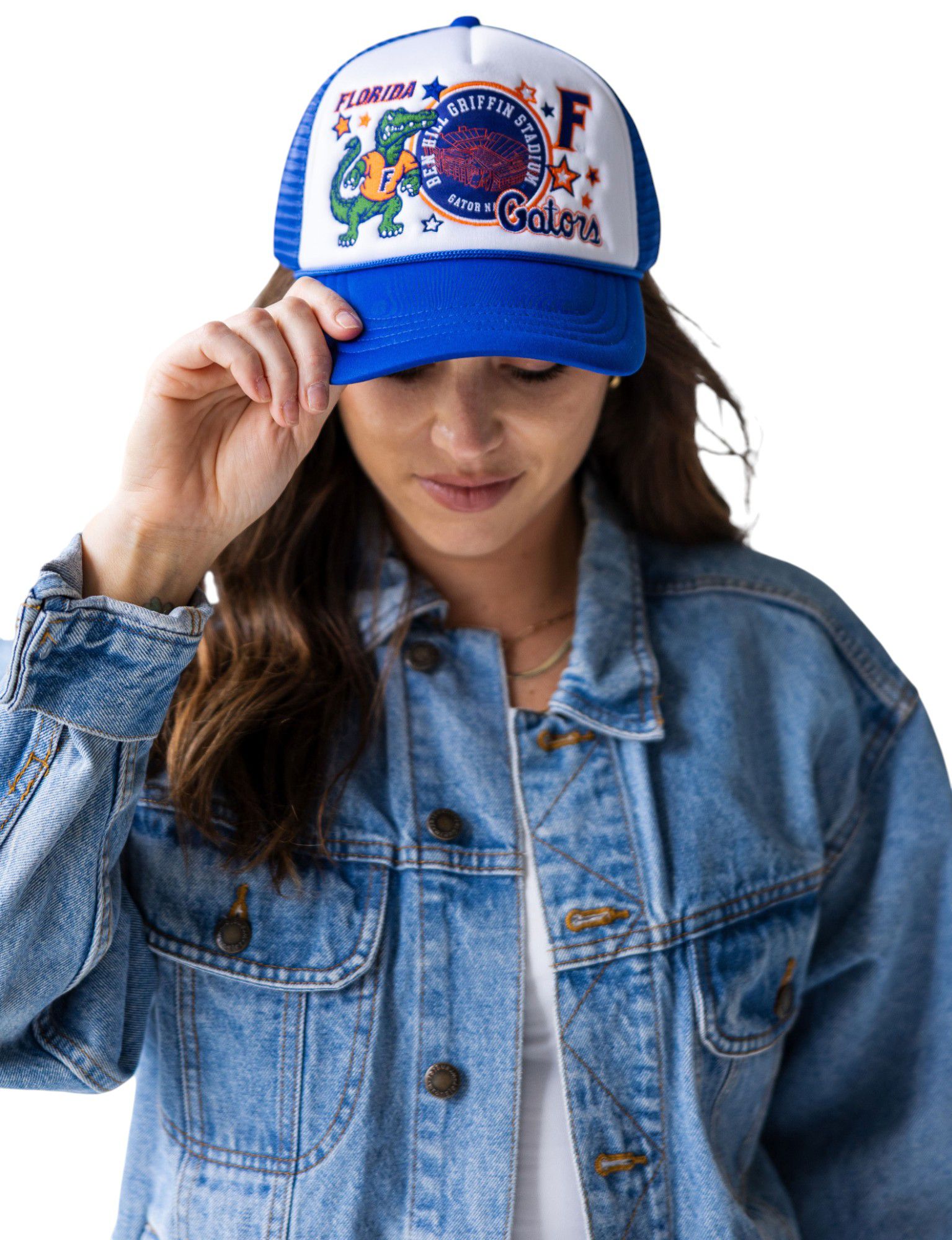 Gameday Social Women's Florida Gators Royal Layered Patch Foam Trucker Hat product image