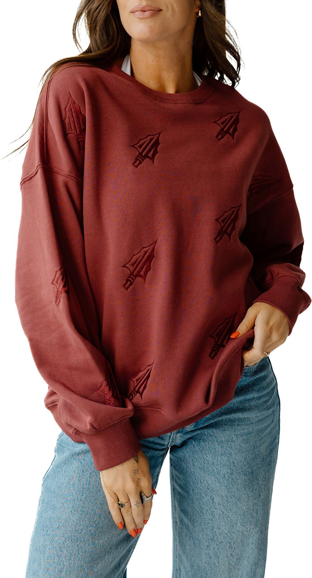 Gameday Social Women's Florida State Seminoles Maroon Lantern Crew Pullover Sweatshirt product image