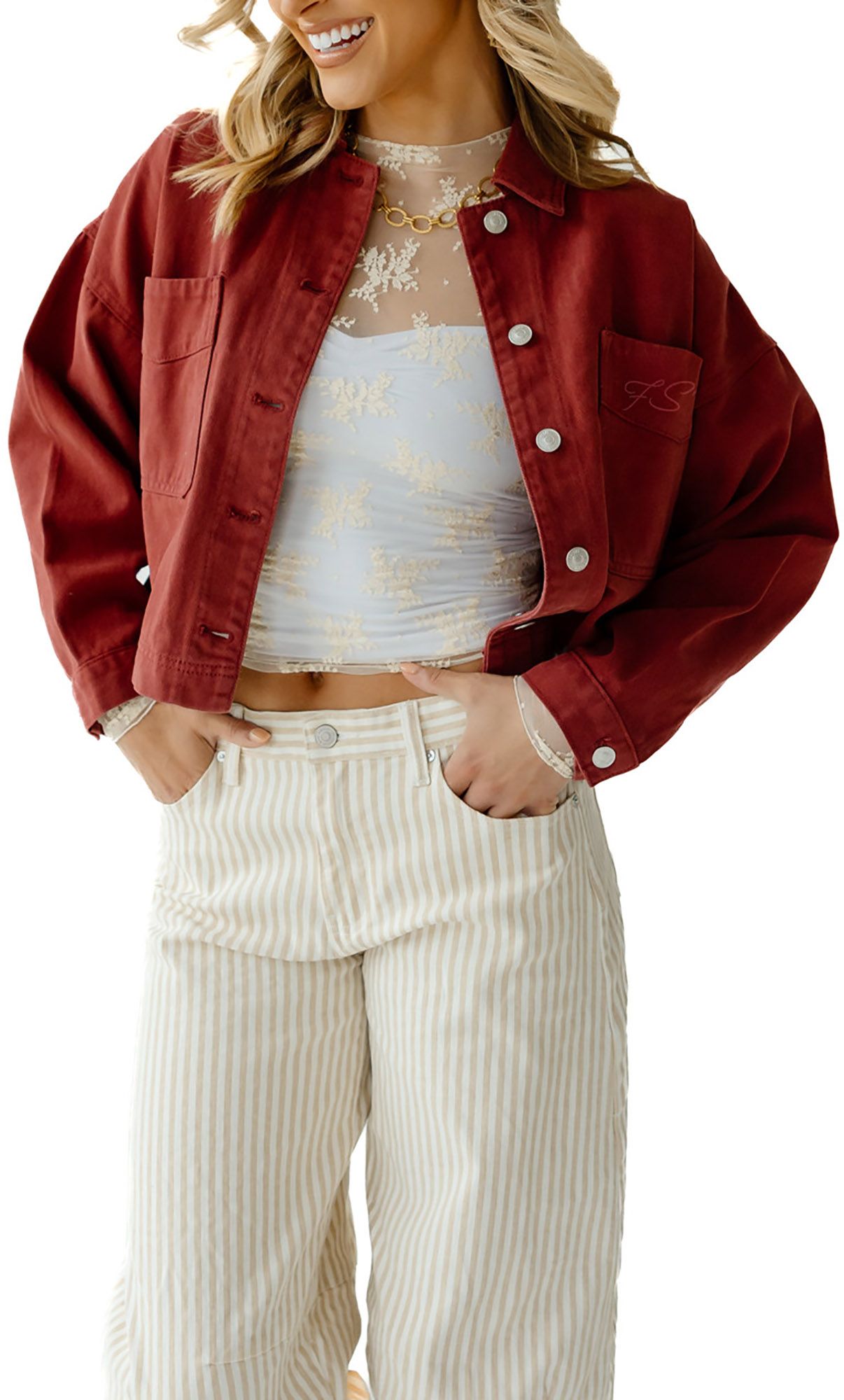 Gameday Social Women's Florida State Seminoles Cropped Twill Jacket product image