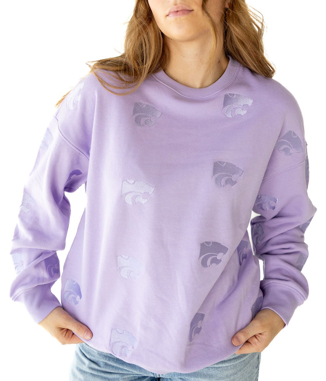Gameday Social Women's Kansas State Wildcats Lavendar Lantern Crew Pullover Sweatshirt product image