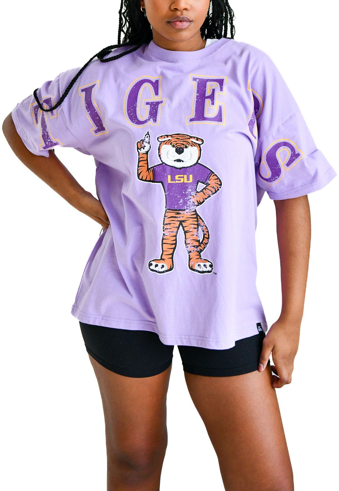 Gameday Social Women's LSU Tigers Lavender Mascot Logo T-Shirt product image