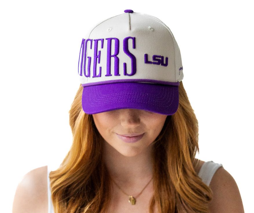 Gameday Social Women's LSU Tigers Ivory Saturday Stretch Adjustable Hat product image