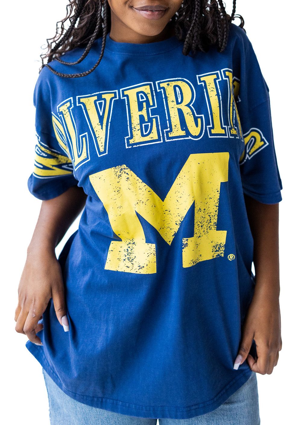 Gameday Social Women's Michigan Wolverines Washed Navy The Band Short Sleeve T-Shirt product image