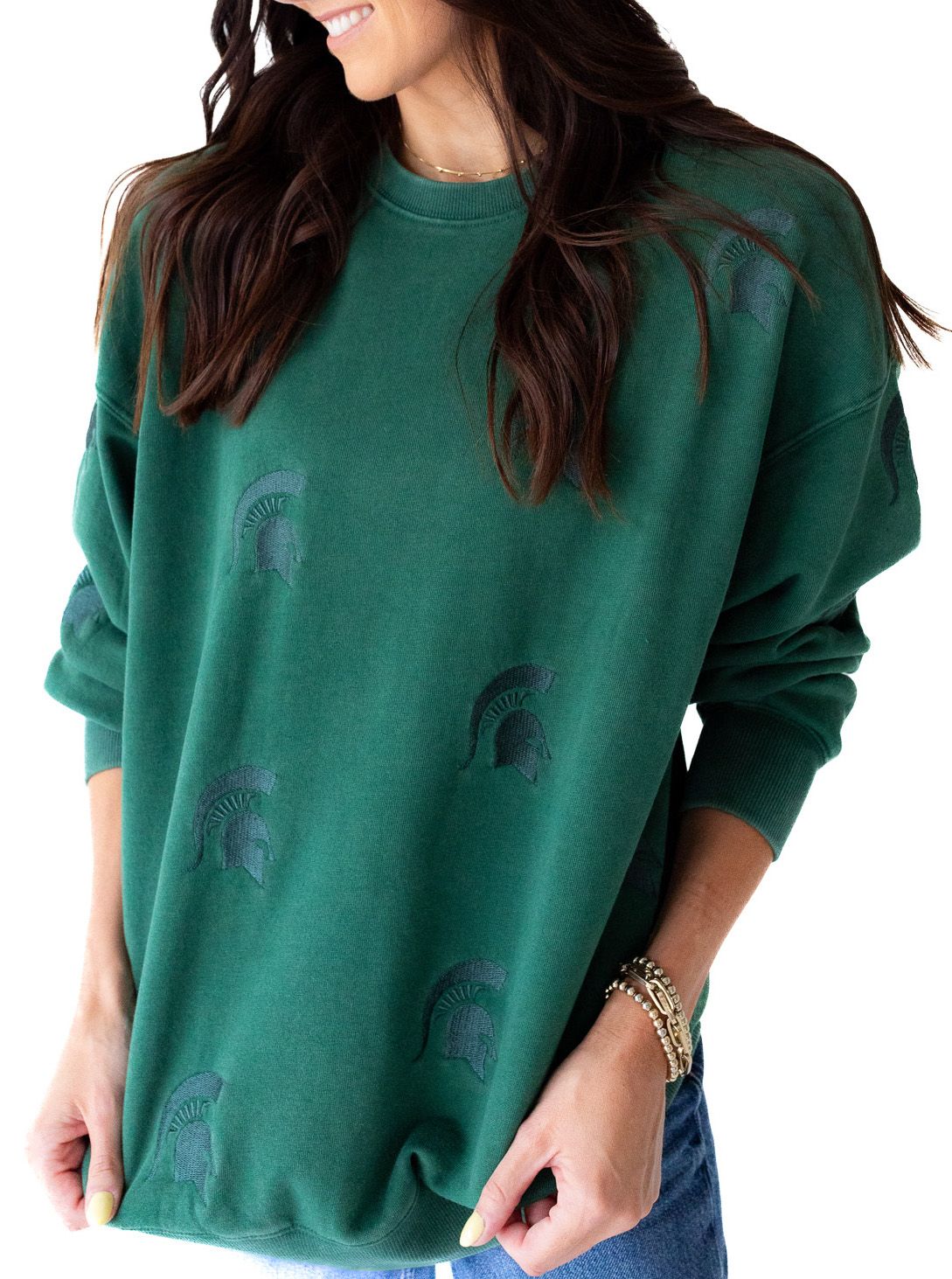 Gameday Social Women's Michigan State Spartans Emerald Lantern Crew Pullover Sweatshirt product image