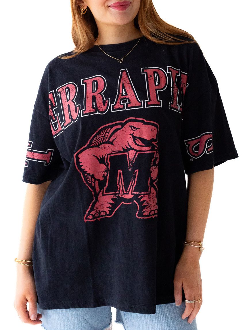 Gameday Social Women's Maryland Terrapins Washed Black The Band Short Sleeve T-Shirt product image