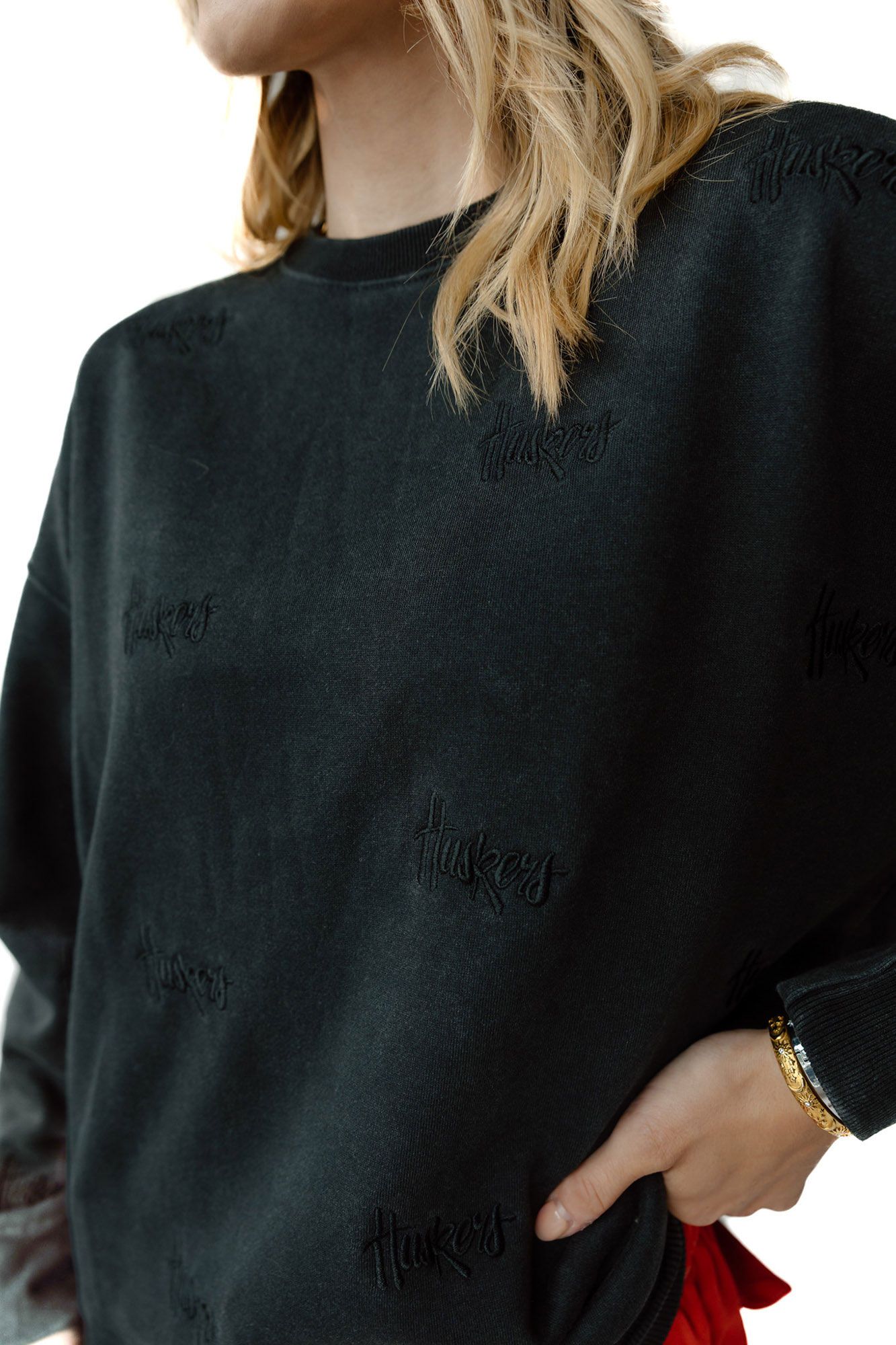 Gameday Social Women's Nebraska Cornhuskers Black Lantern Crew Pullover Sweatshirt product image