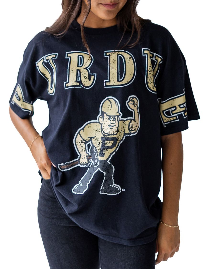 Gameday Social Women's Purdue Boilermakers Washed Black The Band Short Sleeve T-Shirt product image