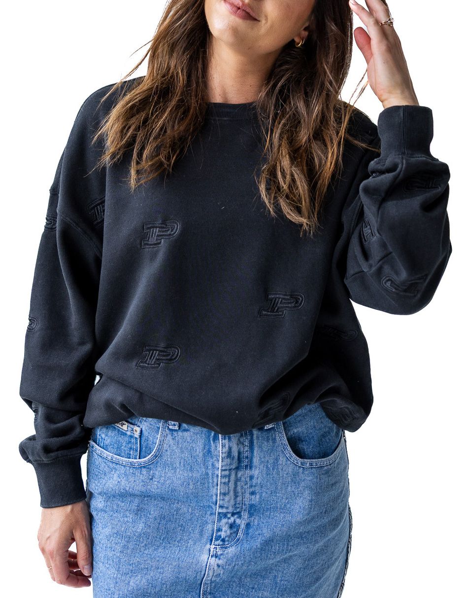 Gameday Social Women's Purdue Boilermakers Black Lantern Crew Pullover Sweatshirt product image