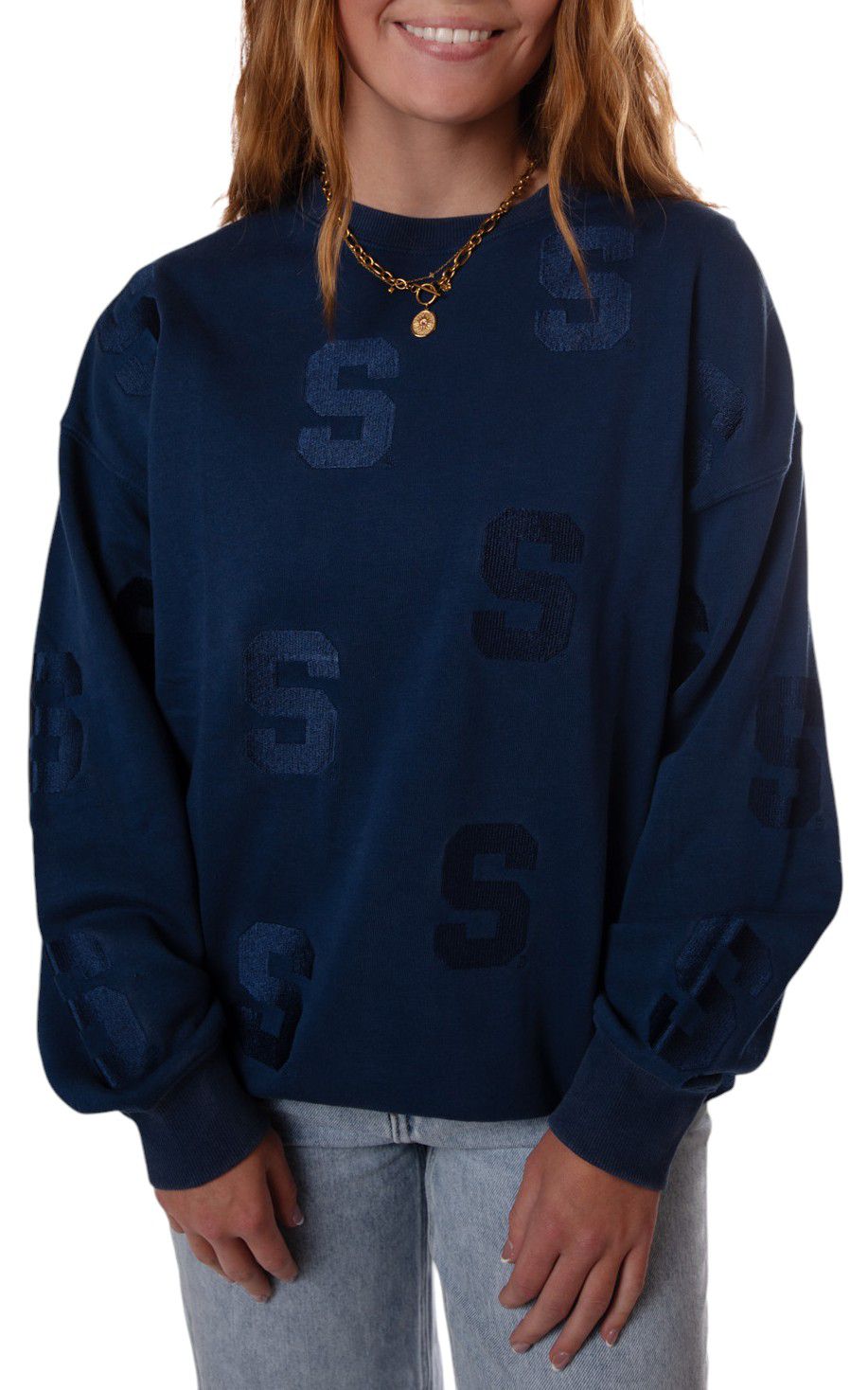 Gameday Social Women's Syracuse Orange Navy Lantern Crew Pullover Sweatshirt product image