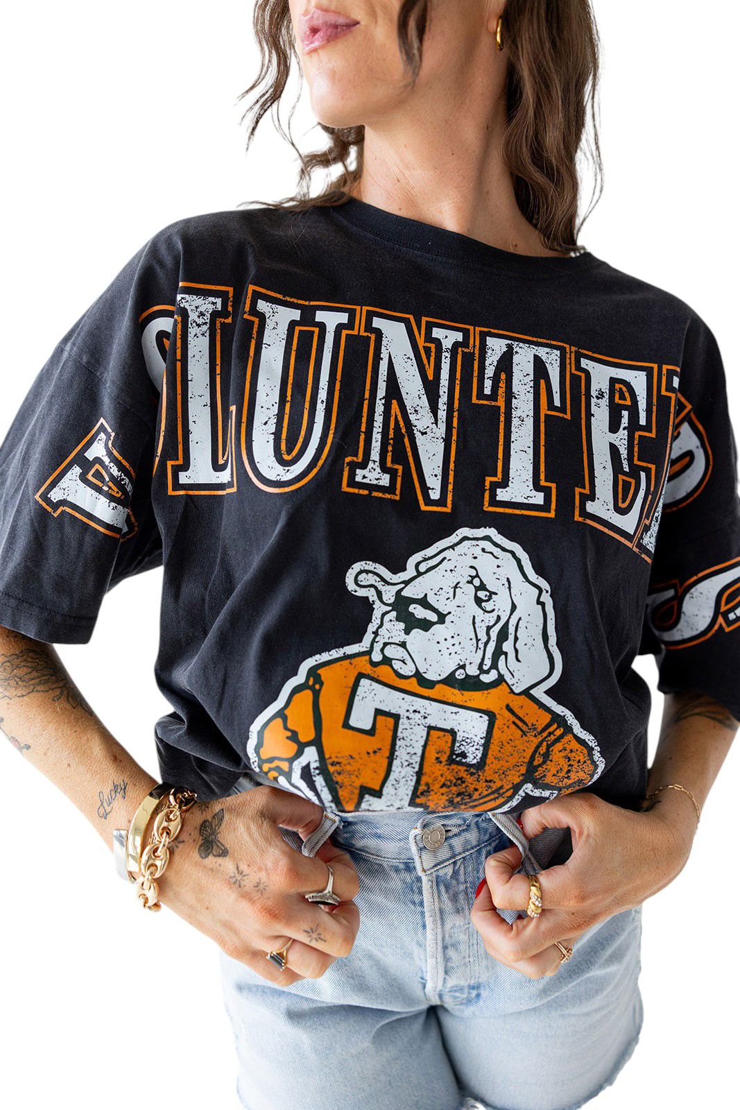 Gameday Social Women's Tennessee Volunteers Washed Black The Band Short Sleeve T-Shirt product image