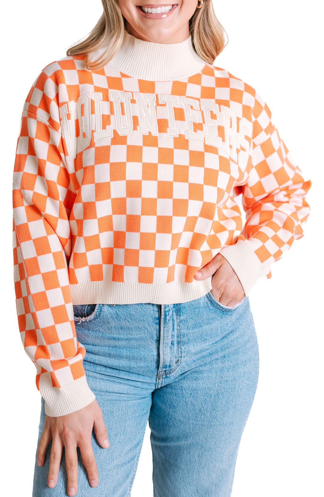 Gameday Social Women's Tennessee Volunteers Sherbert Checkered Sweater product image