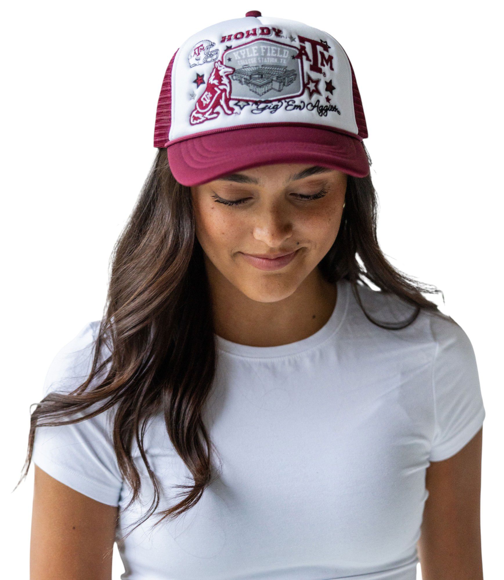 Gameday Social Women's Texas A&M Aggies Maroon Layered Patch Foam Trucker Hat product image