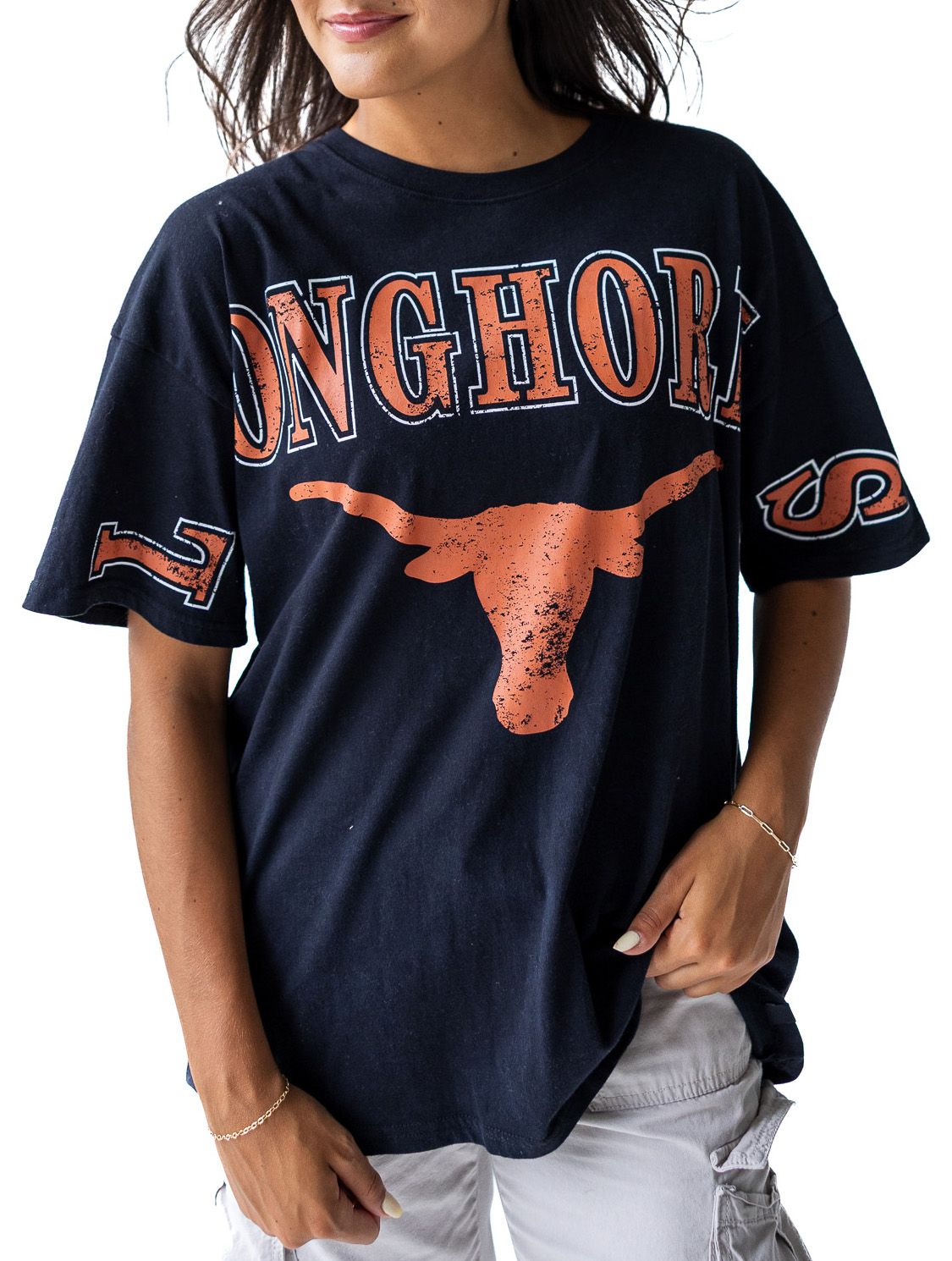 Gameday Social Women's Texas Longhorns Washed Black The Band Short Sleeve T-Shirt product image