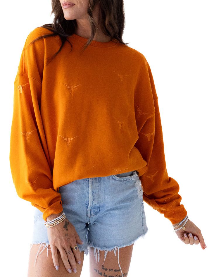 Gameday Social Women's Texas Longhorns Burnt Orange Lantern Crew Pullover Sweatshirt product image