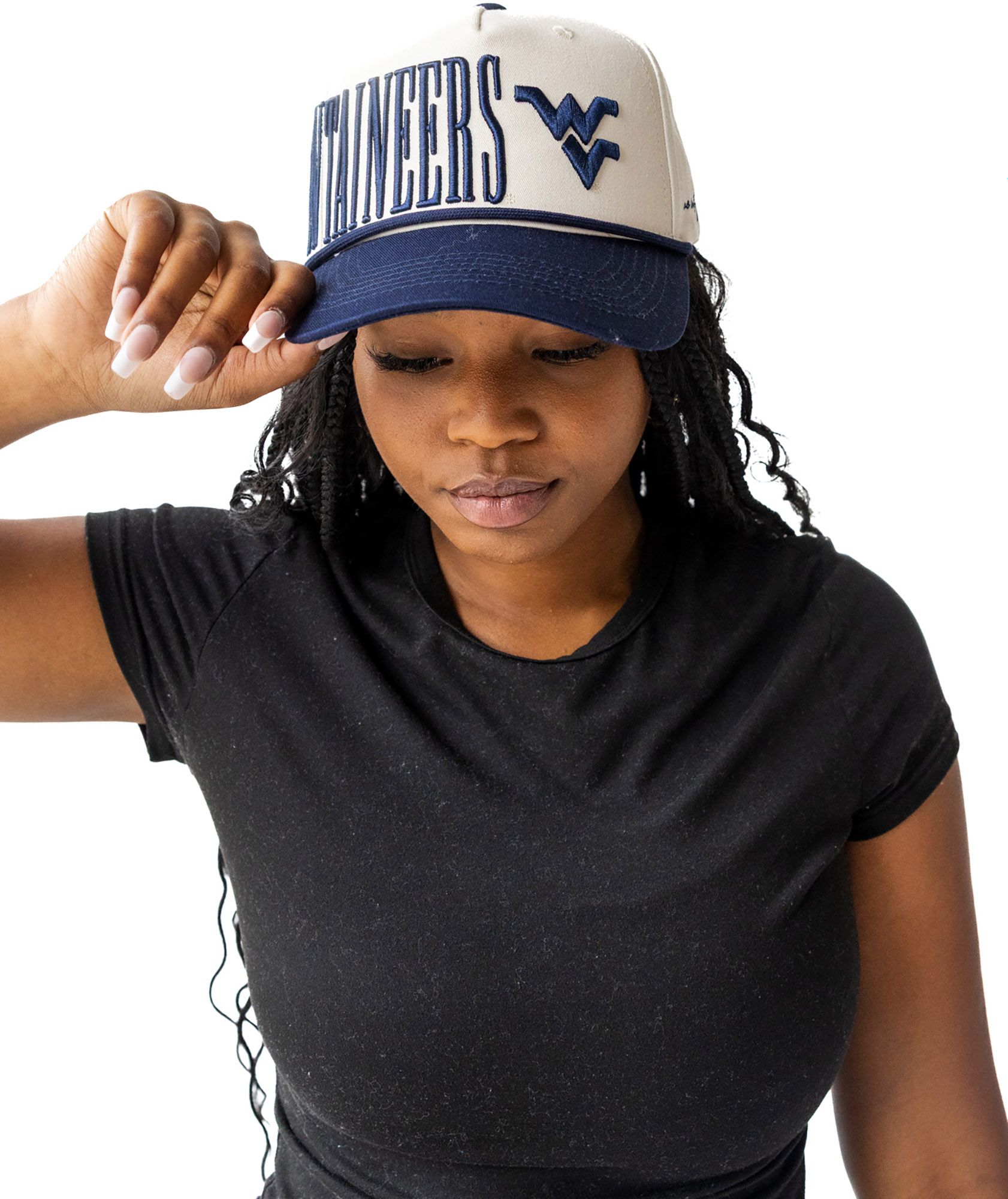 Gameday Social Women's West Virginia Mountaineers Navy Layered Patch Foam Trucker Hat product image