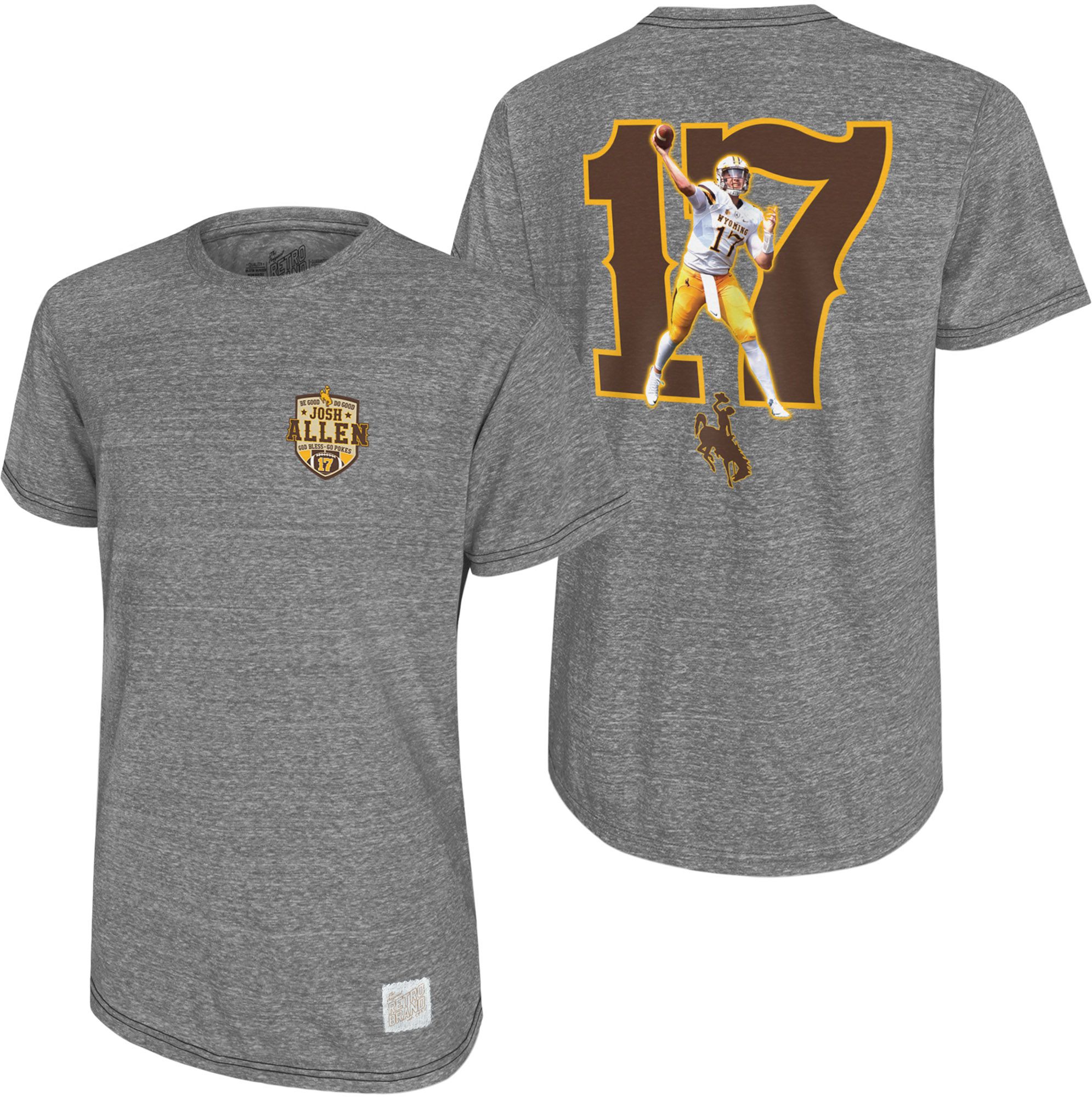 Retro Brand Men's Wyoming Cowboys Josh Allen #17 Grey T-Shirt product image