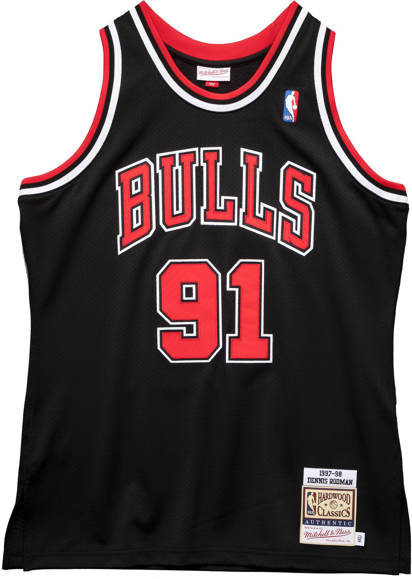 Mitchell & Ness Adult 1997-1998 Chicago Bulls Dennis Rodman #91 Black Hardwood Classics Authentic Jersey product image