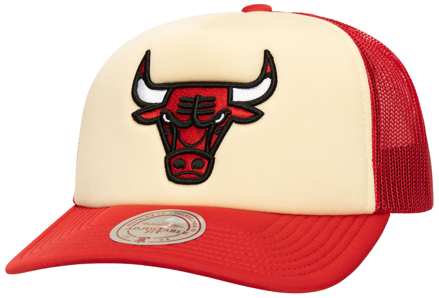 Mitchell & Ness Adult Chicago Bulls Off-White Vintage Block Foam Trucker Hat product image