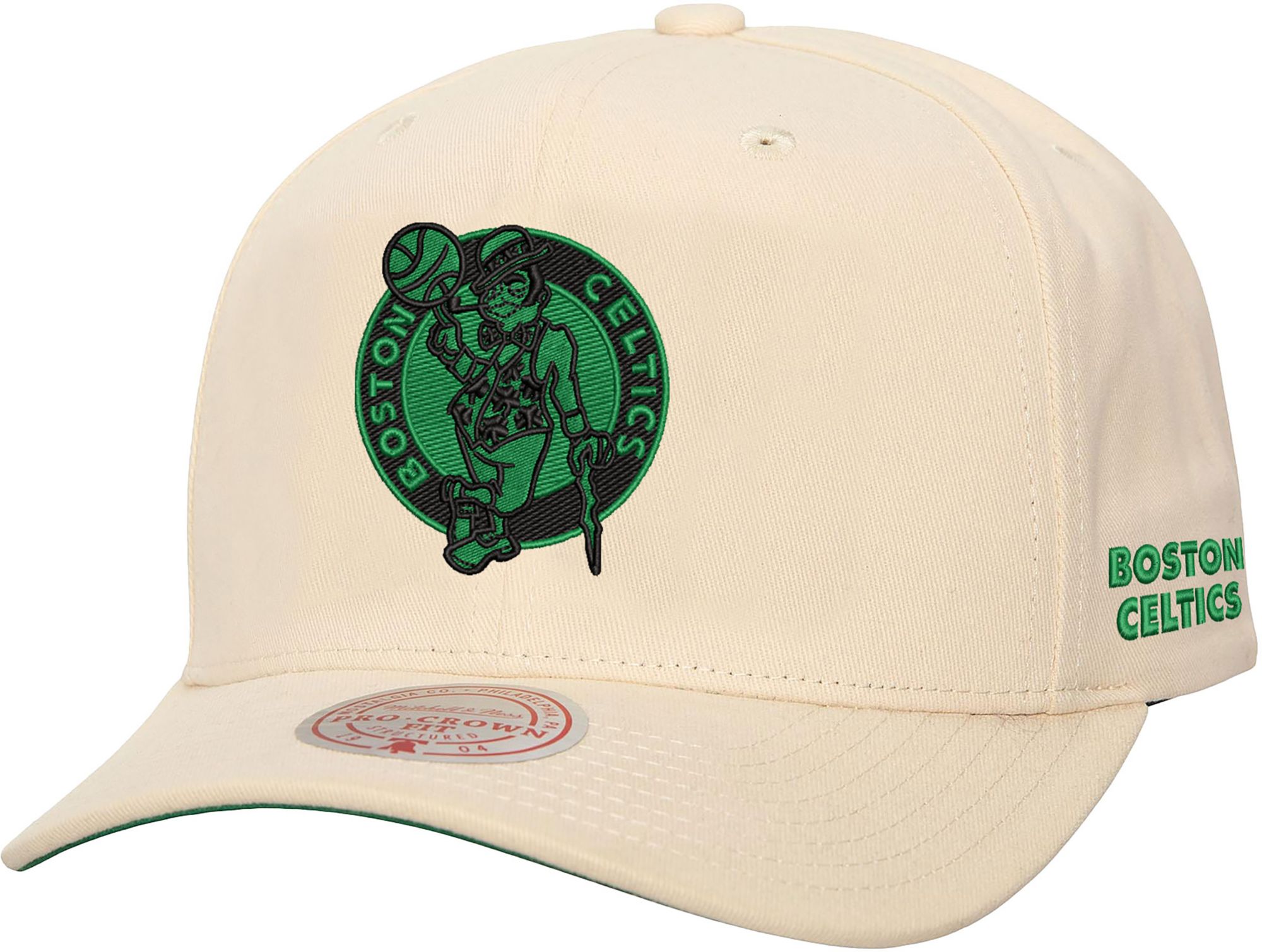 Mitchell & Ness Adult Boston Celtics Off White Retro Logo Pro Crown Snapback Hat product image