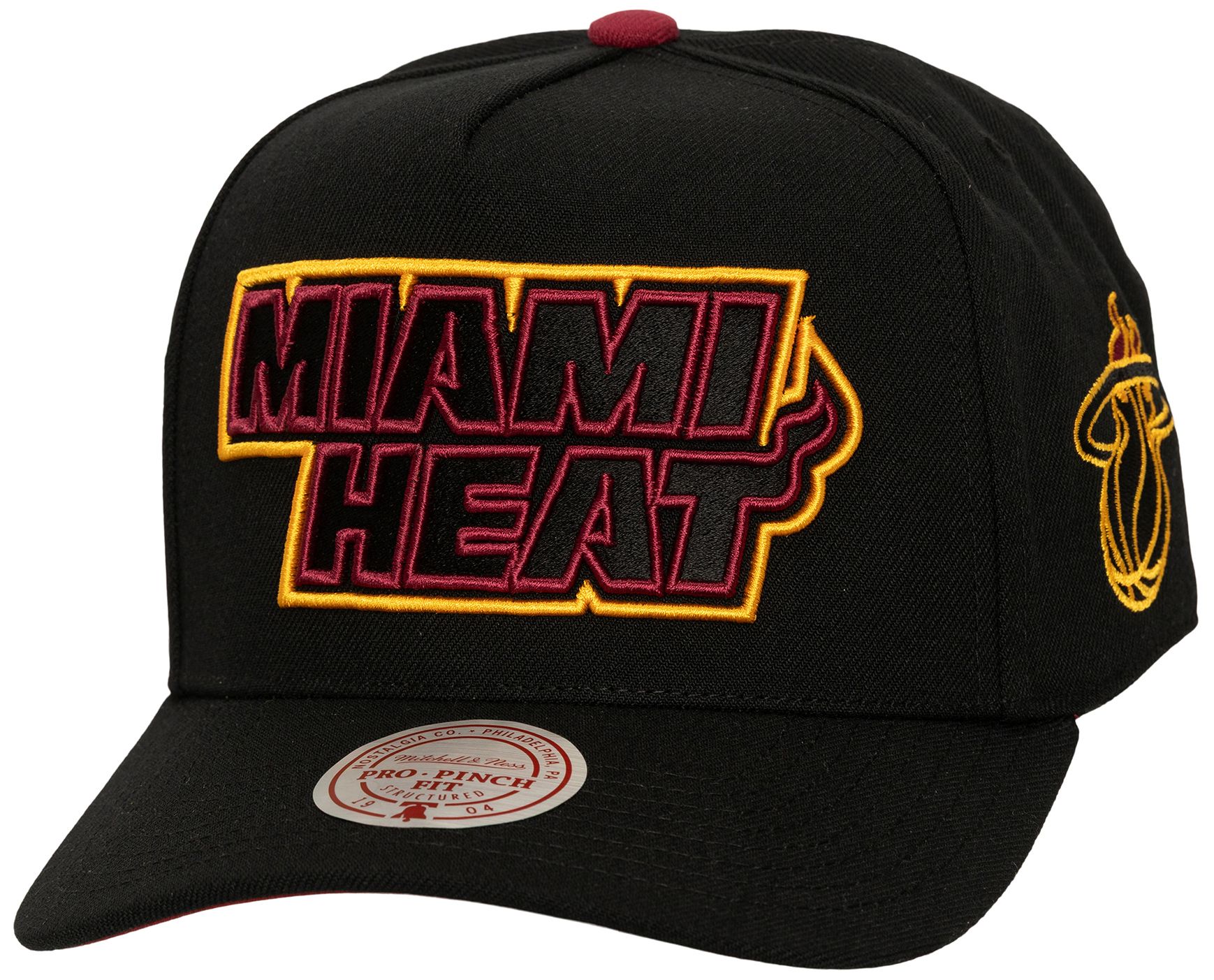 Mitchell & Ness Adult Miami Heat Black Retro Class Act ProPinch Snapback Hat product image