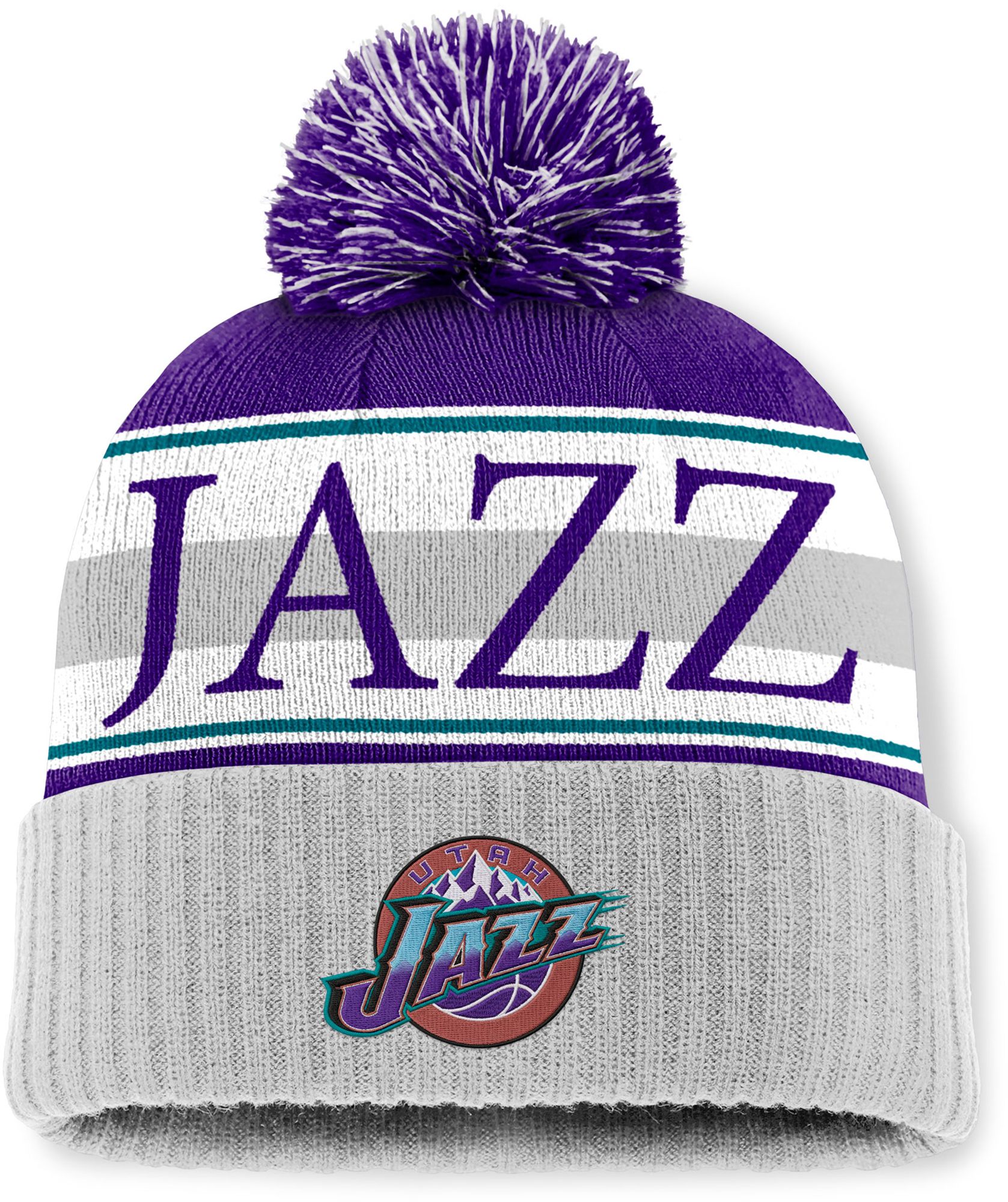 Mitchell & Ness Adult Utah Jazz Purple Cuff Pom Knit Beanie product image
