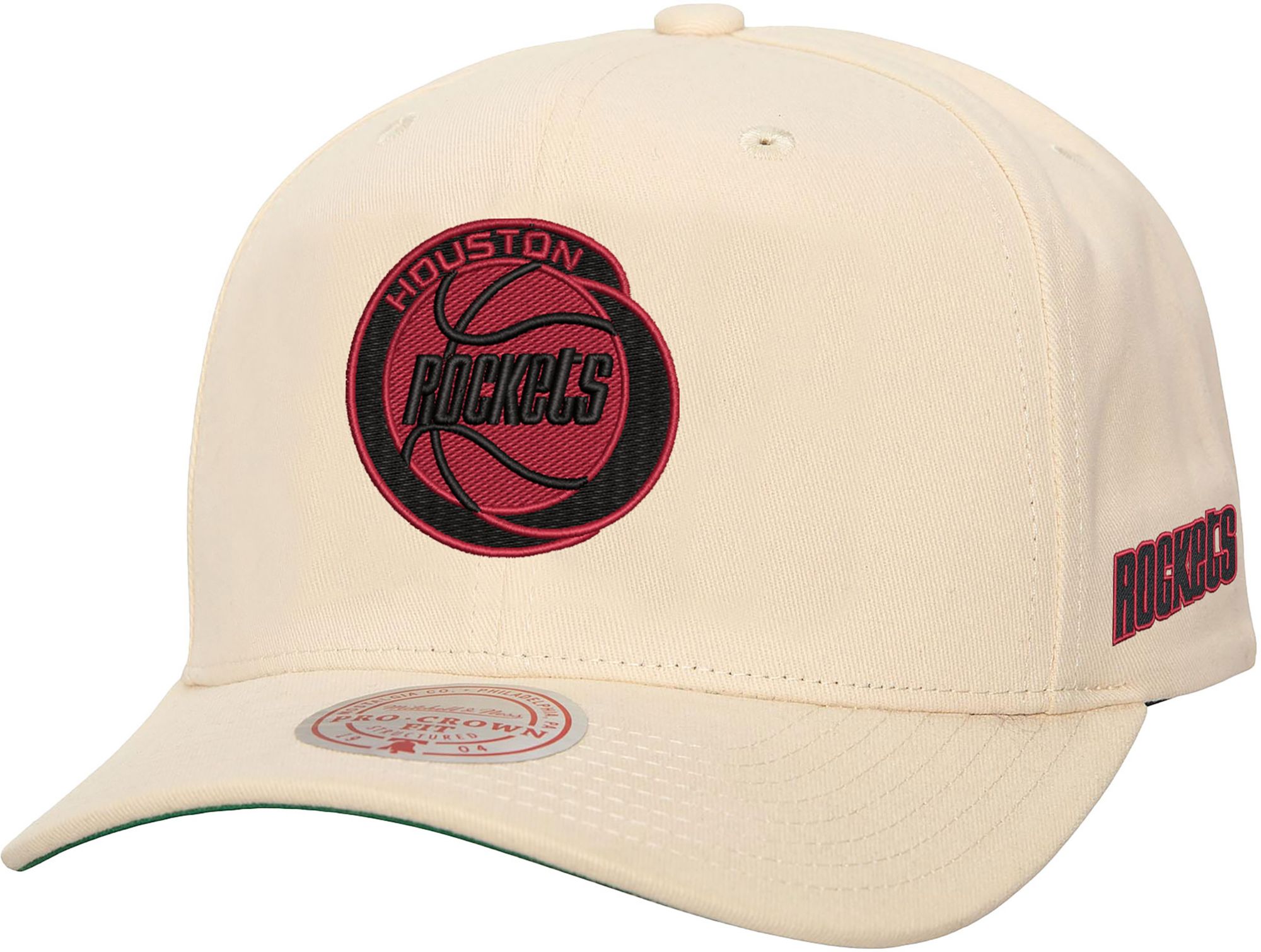 Mitchell & Ness Adult Houston Rockets Off White Retro Logo Pro Crown Snapback Hat product image