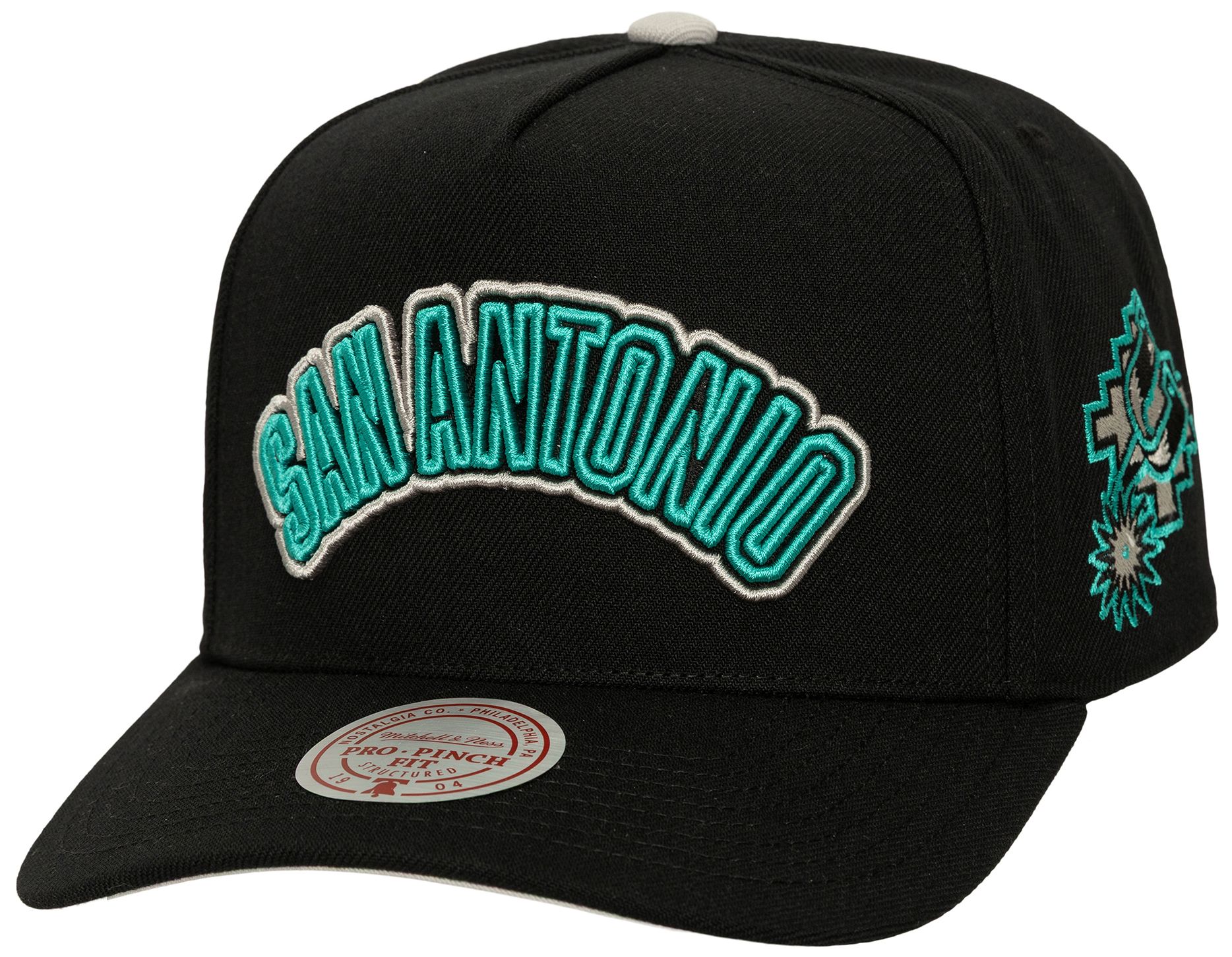 Mitchell & Ness Adult San Antonio Spurs Black Retro Class Act ProPinch Snapback Hat product image