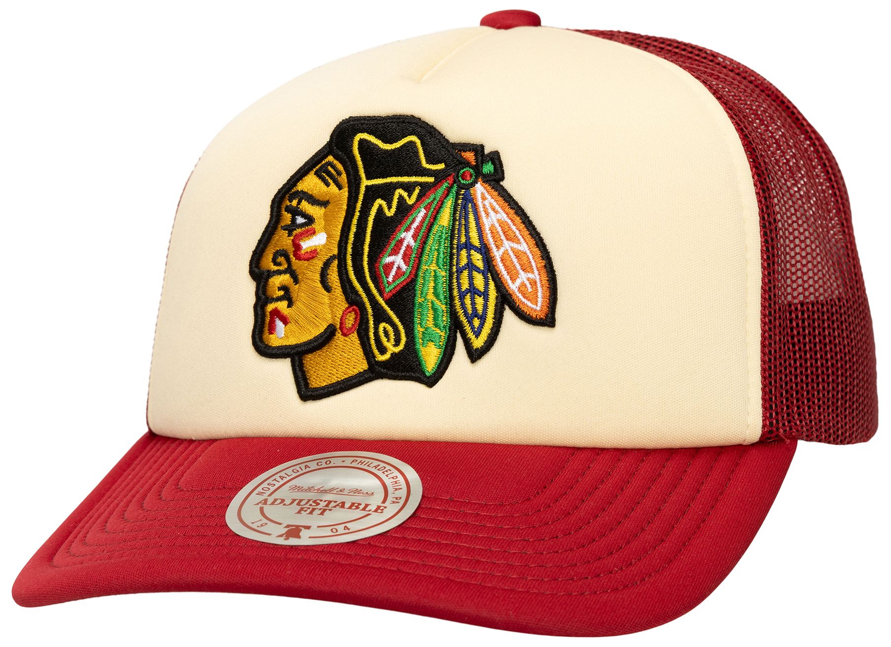 Mitchell & Ness Adult Chicago Blackhawks Cream Vintage Block Trucker Hat product image