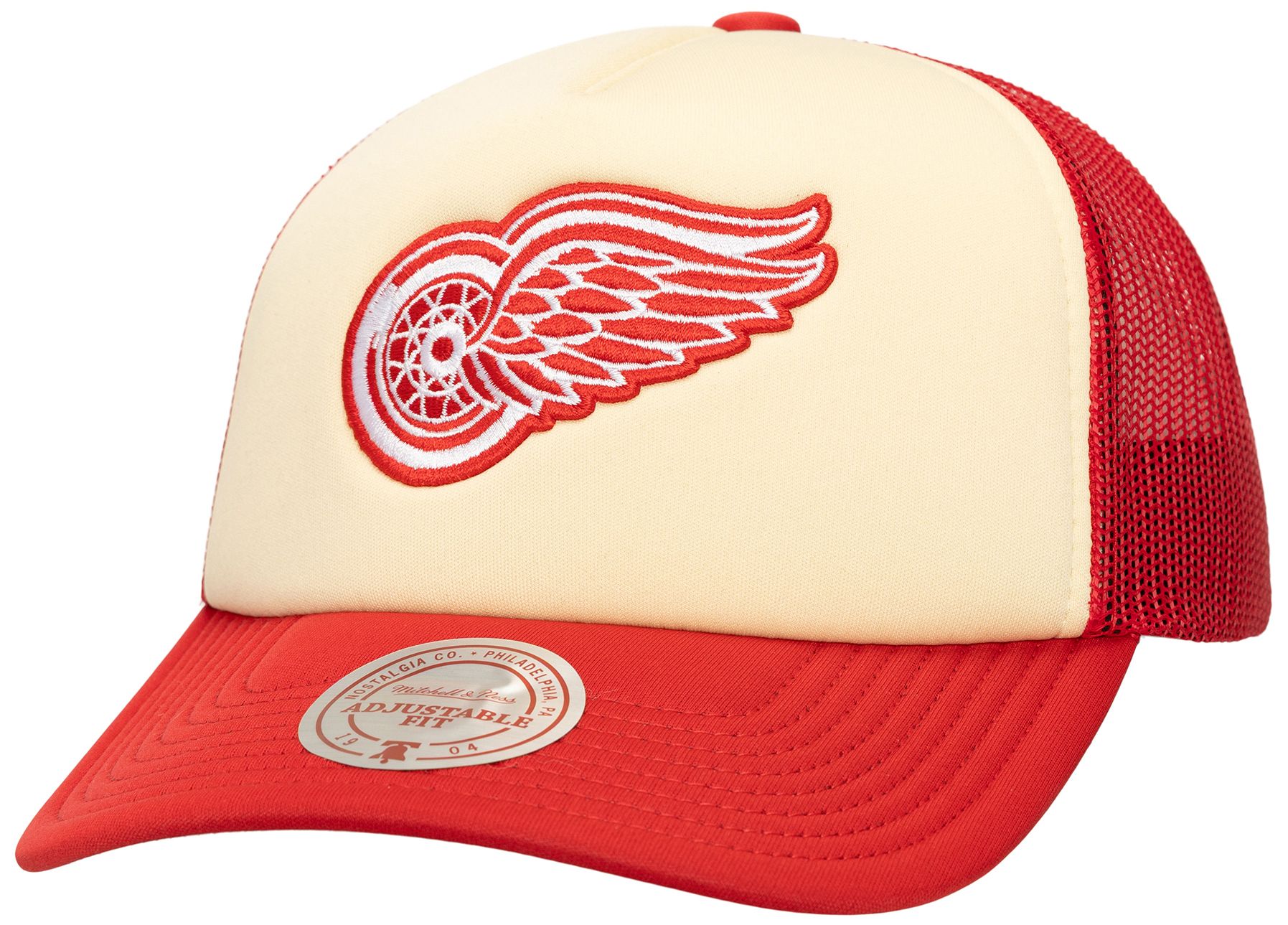 Mitchell & Ness Adult Detroit Red Wings Cream Vintage Block Trucker Hat product image
